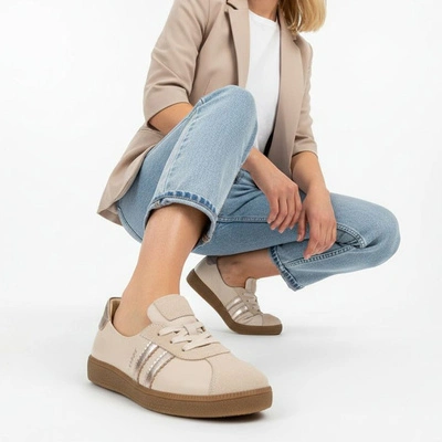 Trampki ARMODO - n1341-916/552/1247 Beż/Złoto