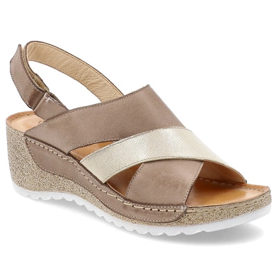 Sandały WASAK - 0493 Cappuccino/Złoto Przecierka