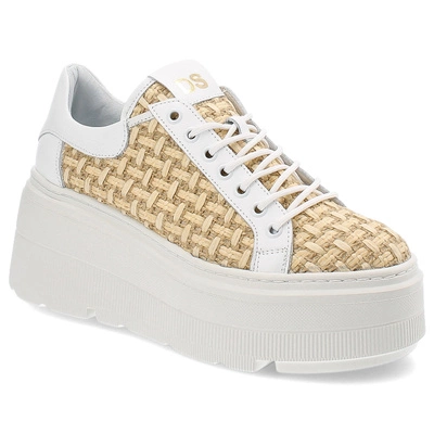 Sneakersy DAMISS - DS-817 Białe Lico/Słomka