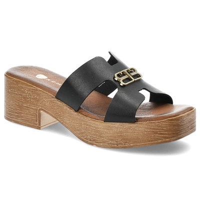 Klapki ARMODO - 40412 Bf.Czarny+Zł.