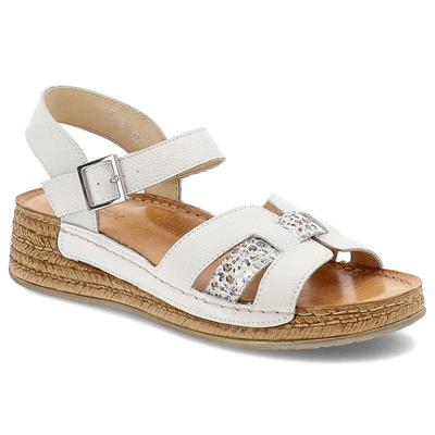 Sandały WASAK - 0719 Biały Groszek+Kwiaty