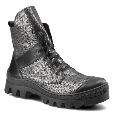 Botki DAMISS - DS-473 Nikiel Len/Czarne Lico