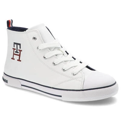 Plátěnky TOMMY HILFIGER - T3X9-32452-1355100-High Top Lace-Up Sneaker White 100