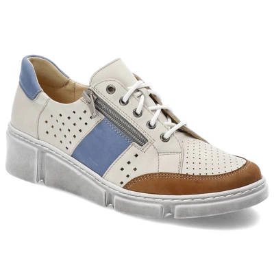 Półbuty WASAK - 0676 Biały+Jeans+Brąz