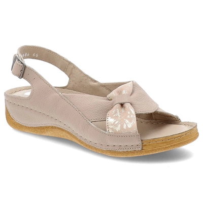Sandały ARMODO - 5-0686-066 Beige 66+Pigi Złote Kwiaty