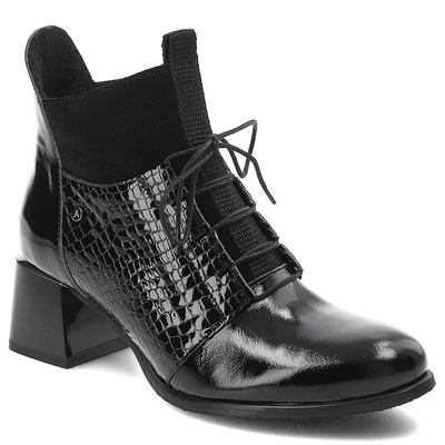 Botki ARMODO - 60503 Naplak Czarny+Matrix+W.