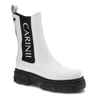 Botki CARINII - B8020_-I81-000-000-E33 Czarny/Biały