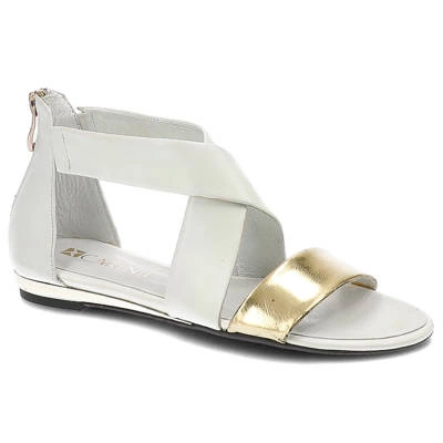 Sandały CARINII - B2197_-B03-B15-000-891 Nappa Brasile Bianco / Lustro Złoto