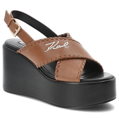 Sandały KARL LAGERFELD - KL33372 020 Tan Lthr W/Black