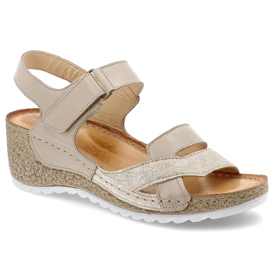 Sandały WASAK - 0757 Beż+Złota Mozaika