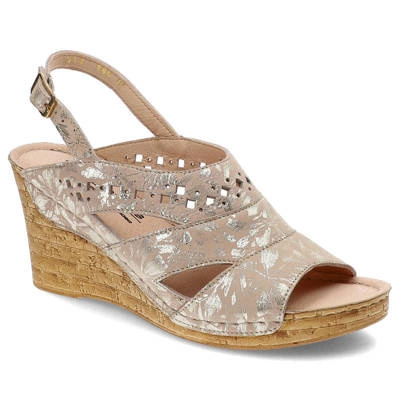 Sandały POLLONUS - 5-1398-004 Pigi Złote Kwiaty