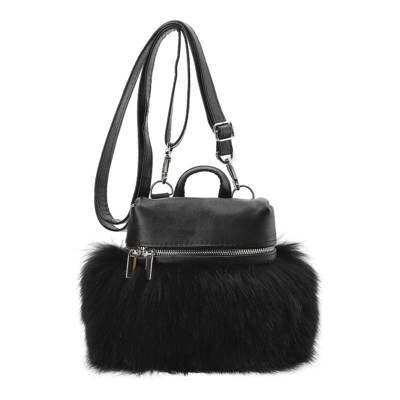 Handtasche LUKA-PELLI - T32-8 Schwarze Mit Echtem Fuchsfell