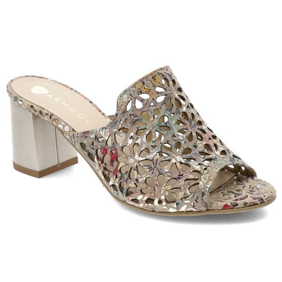 Klapki ARMODO - 0446 Beż/Kwiaty 1204