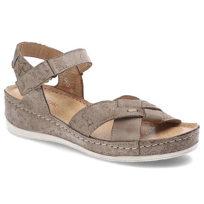 Sandalen WASAK - 0473 Cappuccino Blumen