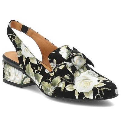 Sandały MACIEJKA - N6539-44/00-1 Czarny/Kwiaty Złoto