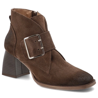 Botki ARMODO - 1668 Brąz Welur