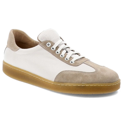 Półbuty Barefoot WASAK - 0248 Biały Groszek+Welur Beż