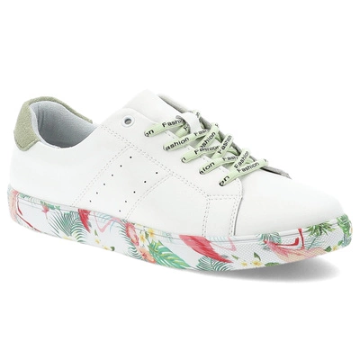 Sneakersy VINCEZA - 79524 WH GN Biały Zielony Skóra
