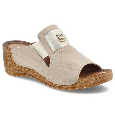 Klapki ARMODO - 50109 V.Taupe+Złoty