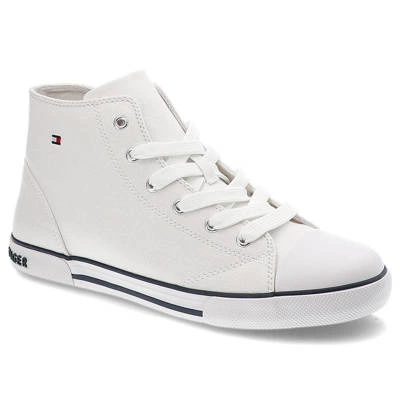 Plátěnky TOMMY HILFIGER - T3X4-32209-0890100-High Top Lace-Up Sneaker White 100