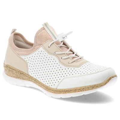 Półbuty RIEKER - N4286-80 White Combination