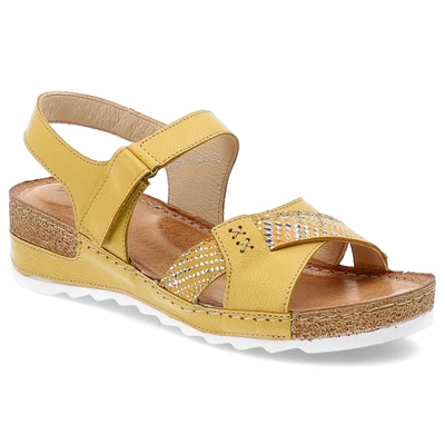 Sandały WASAK - 0620 Żółty Groszek+Kratka