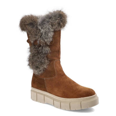 Kozaki POLLONUS - 5-1434-006 Rudy Welur+Królik