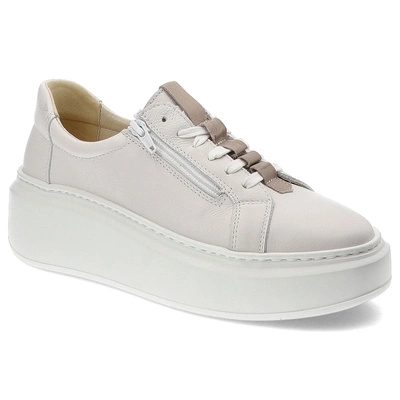 Sneakersy WASAK - 0710 Biały Groszek+J.Szary