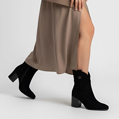 Botki KARINO - 4856/003-F Czarny/Welur