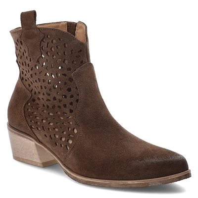 Botki ARMODO - 1616 Ciemny Brąz Welur