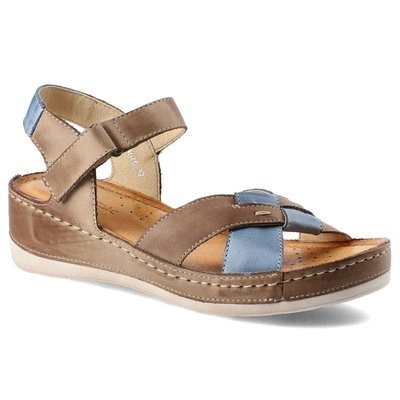 Sandale WASAK - 0473 Cappuccino+Denim