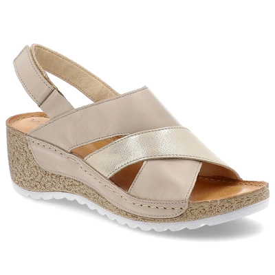 Sandały WASAK - 0493 Beż+Złoto Prada