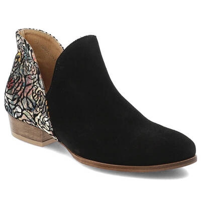 Botki MACIEJKA - 04091-58/00-5 Czarny+Kwiaty
