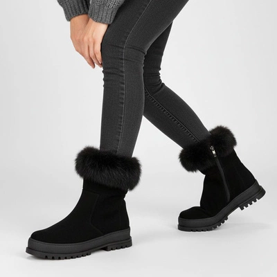 Botki ARMODO - 5-1713-003 Czarny Welur+Królik