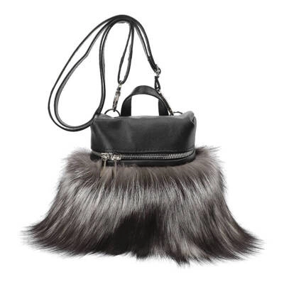 Handtasche LUKA-PELLI - T32-11 Schwarze Mit Echtem Fuchsfell